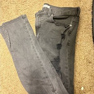 PacSun Women's Charcoal Distressed Skinny Jeans